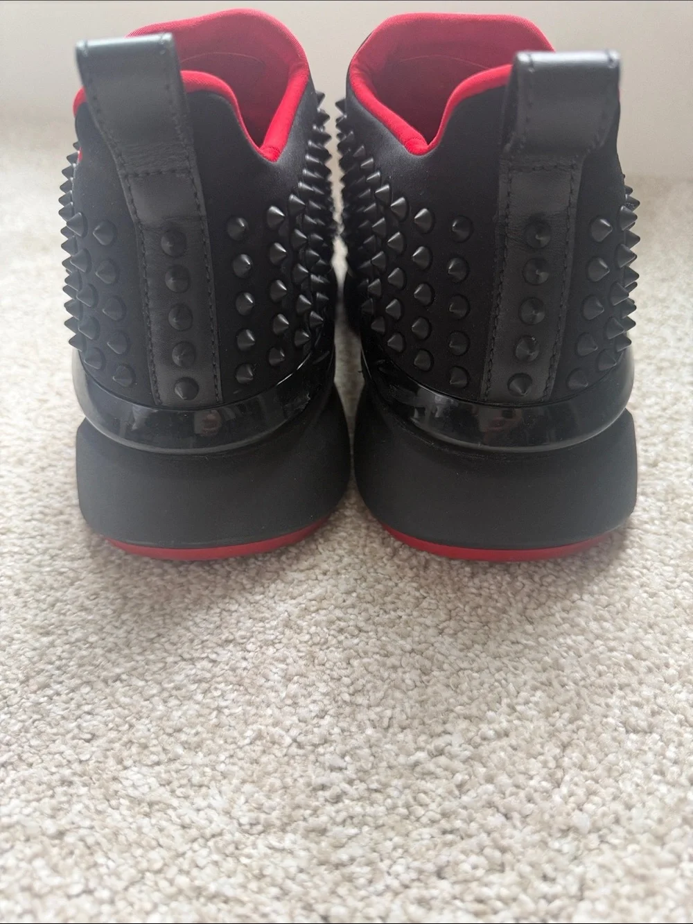 Black and Red Studded Slip-On Men’s Shoes